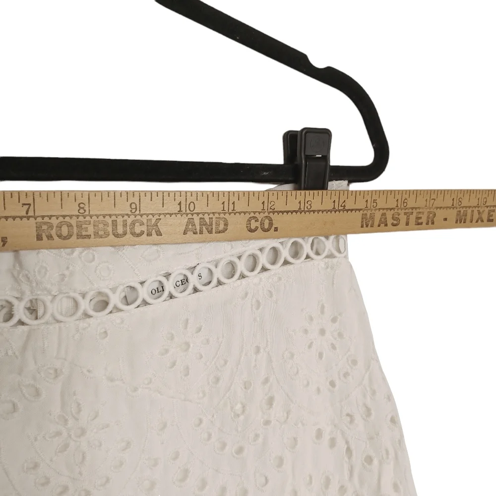 OLIVACEOUS White Floral Eyelet Lace Midi Skirt Large